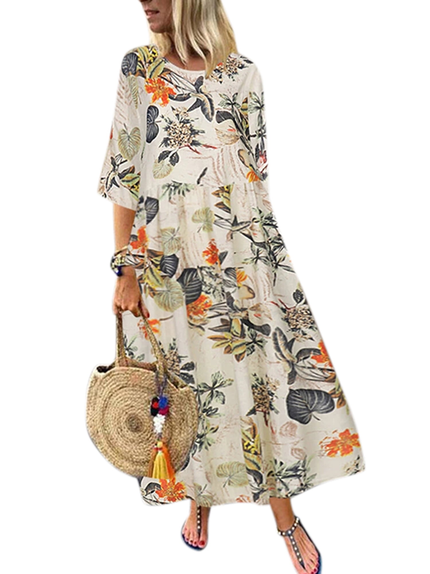 Womens Plus Size Casual Floral Dress ...
